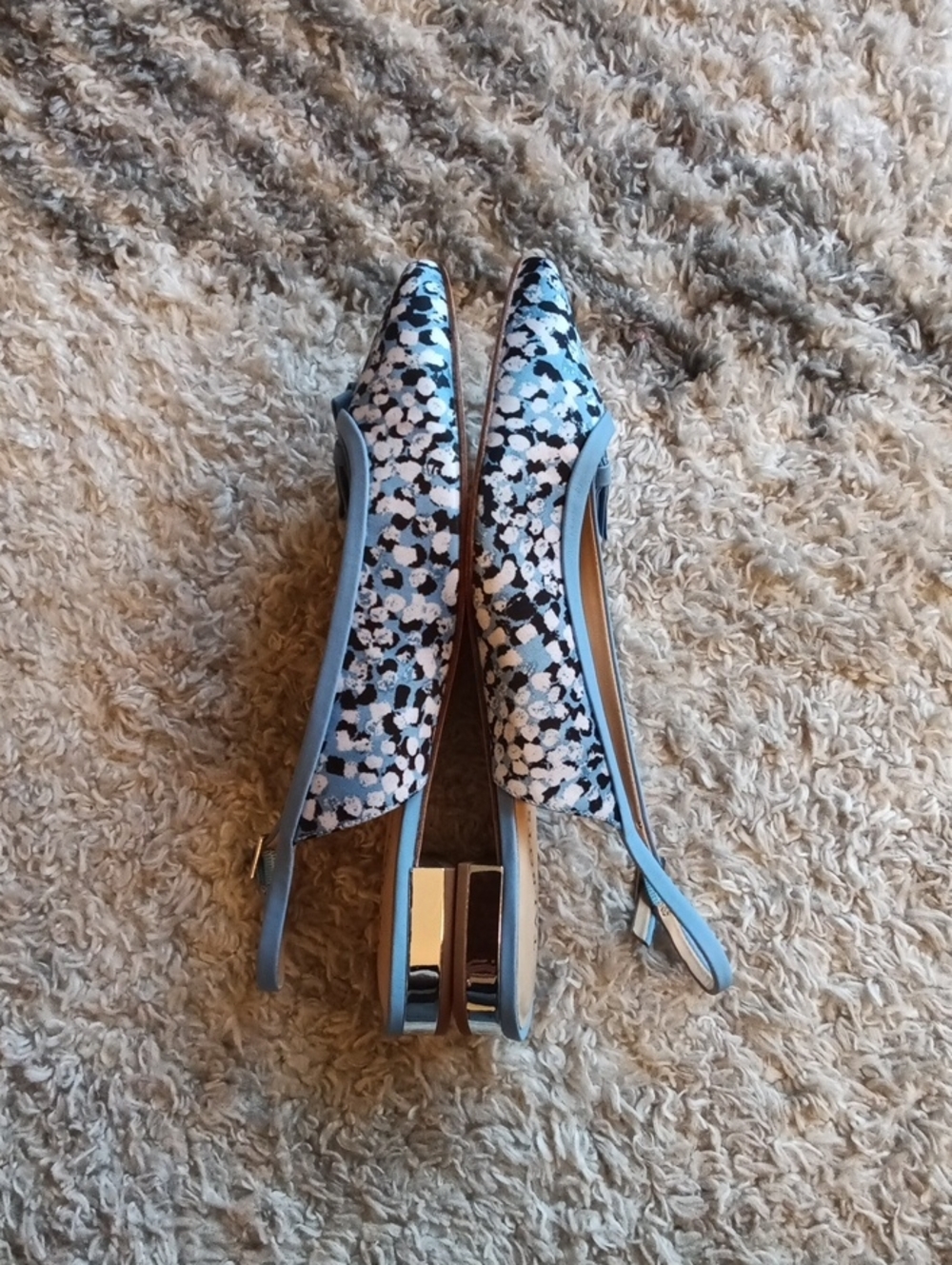 Talbots Light Blue Floral Slingback Flats - Picture 4 of 12